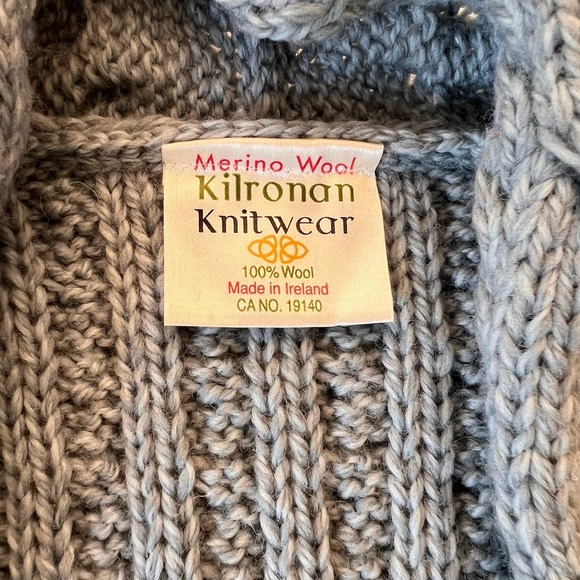 Kilronan Knitwear Women's Sweater Vest Small Blue Gray Merino Wool Ireland - Picture 3 of 8